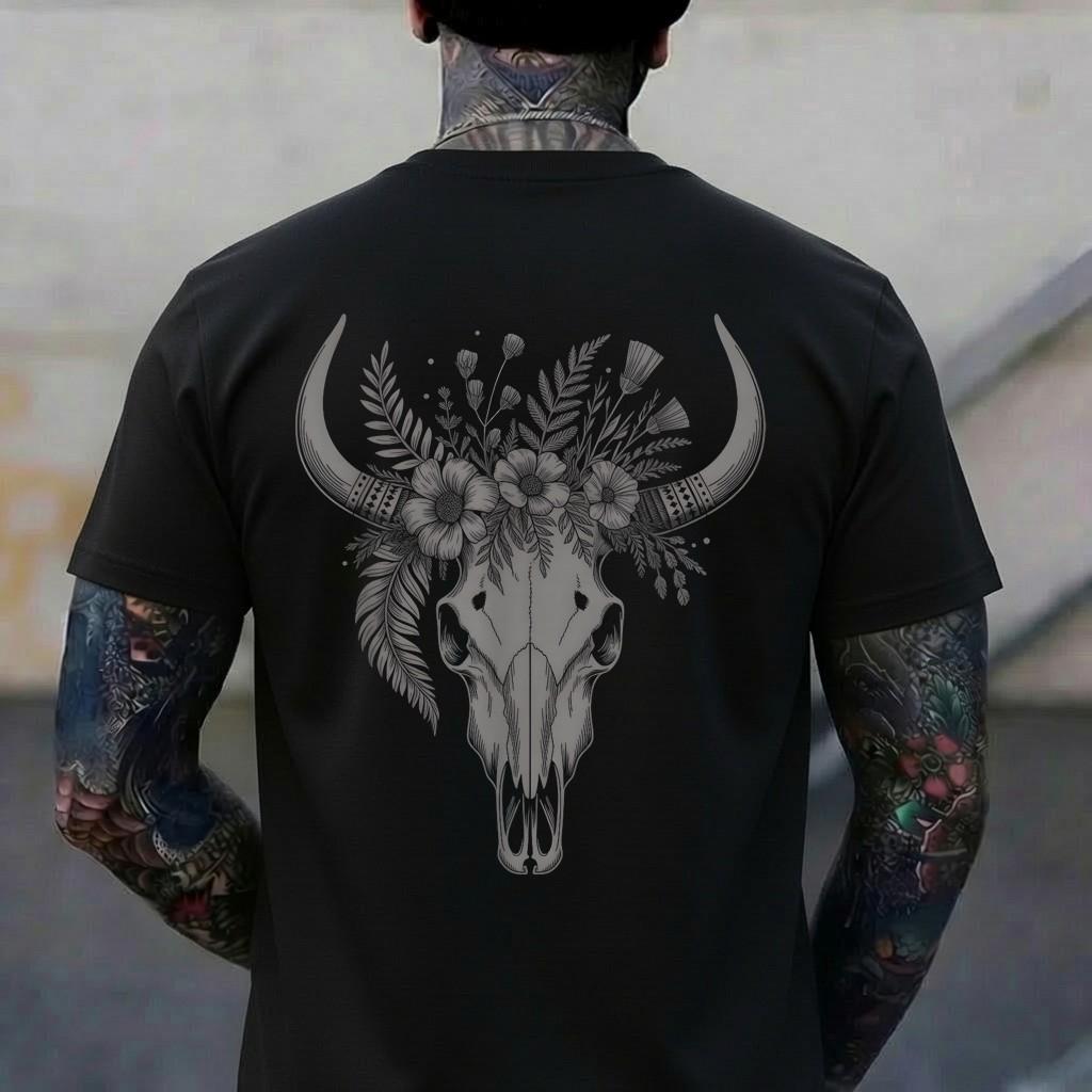 Western Cow Skull Vintage Boho Bull Skull Western Country T-Shirt M