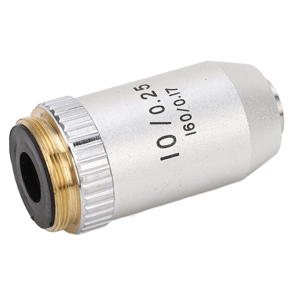 Achromatic Objective Lens 10X Brass Chrome Plated RMS Interface Microscope Objective Lens