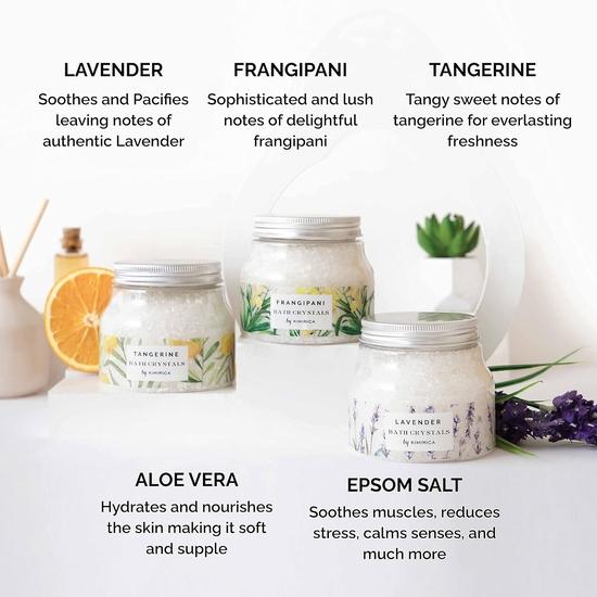 Kimirica Bath Salt Trio Gift Pack For Body Spa, Relaxation and Pain Relief, 100% Vegan , Green Tea, Ginkgo Biloba and Aloevera, 300gm 100% Vegan