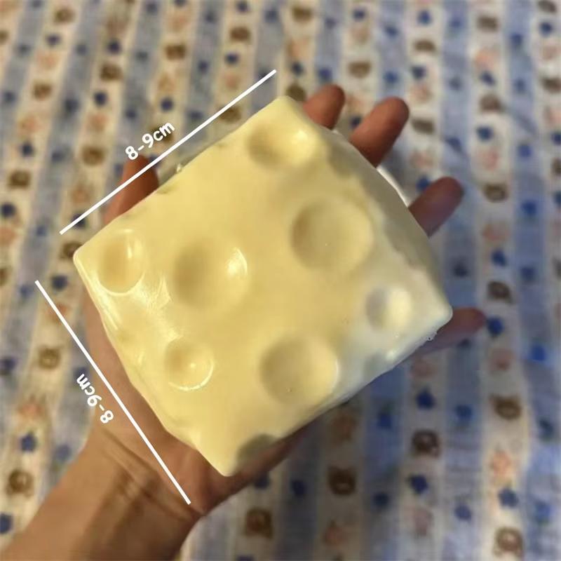 Jumbo Cheese Cube Stress Squishy Cheese Squeeze Toys Slow Rebound Push Stress Relief Sensory Toy Soft Butter Cheese Fidget Toy