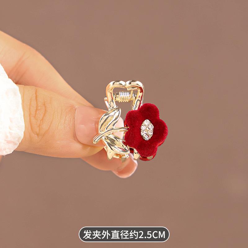 Floare Trandafir Roșu Clamă Mică de Păr Floare Trandafir cu Stras Clip Prindere Accesorii de Păr de Zână Femeie Frunte Păr Rupt Breton Clip Articole de Păr