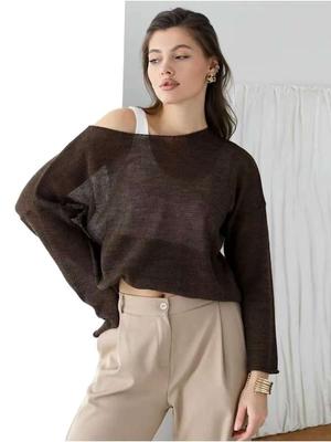 Thin Round Neck  Sleeve Knitted Bottoming Shirt