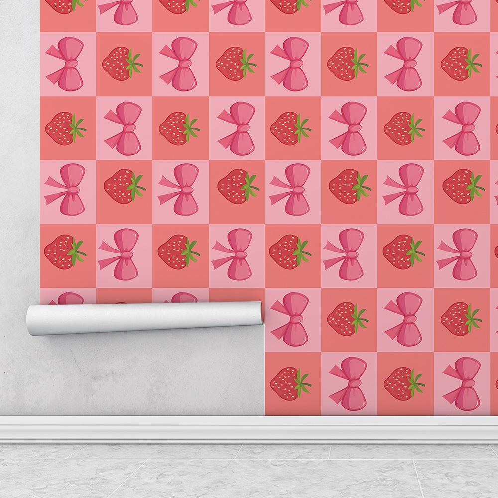 Morango Laço Quarto Sala de Estar Casa Parede Fundo Embelezamento Decoração Adesivos de Parede
