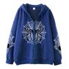 2023 Cross-border spider web zipper foreign trade sweater street tide spring and autumn hoodie American retro casual coat women