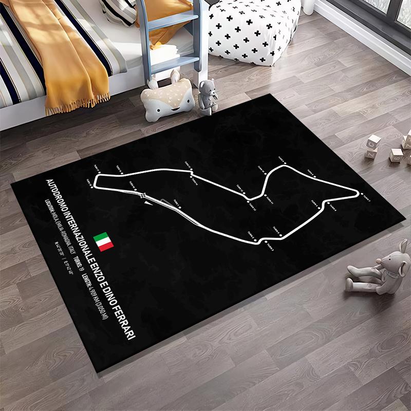 Imola Circuit Map Rug Design Non-slip rug suitable for living room and bedroom sofas.
