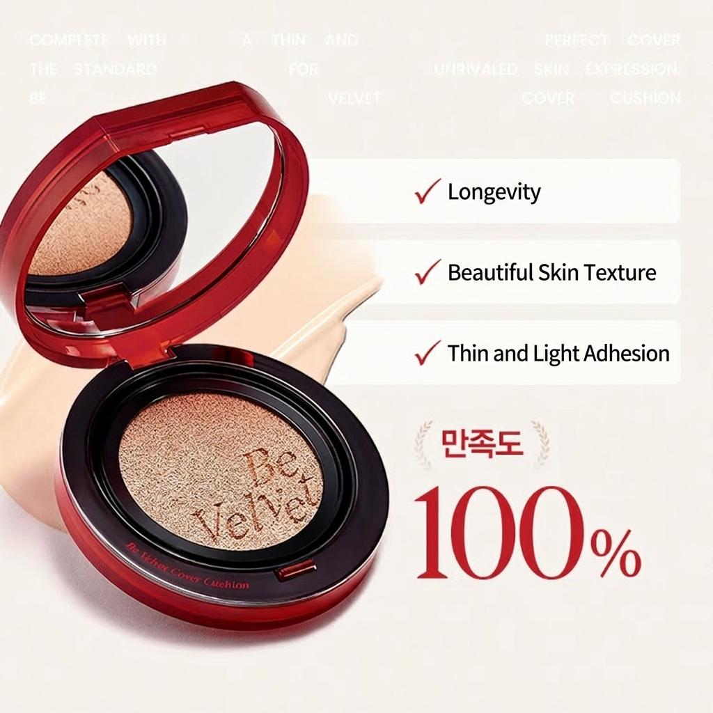 [Zestaw: poduszka + wkład + 2 gąbeczki] Espoir Pro Tailor Be Velvet Cover Cushion - [KOREAŃSKI MAKIJAŻ] Podkład w poduszce o wysokim kryciu, matowy