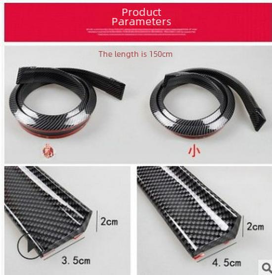 Universal Car Modification gummihalevinge i Large, Small og Carbon Fiber alternativer med trykkvinge og gummistrimmel.