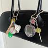 Moda coreana arco-íris console de jogo osso chaveiro kawaii harajuku charme y2k cristal coração bloqueio faça você mesmo bolsa pingente chaveiro vintage