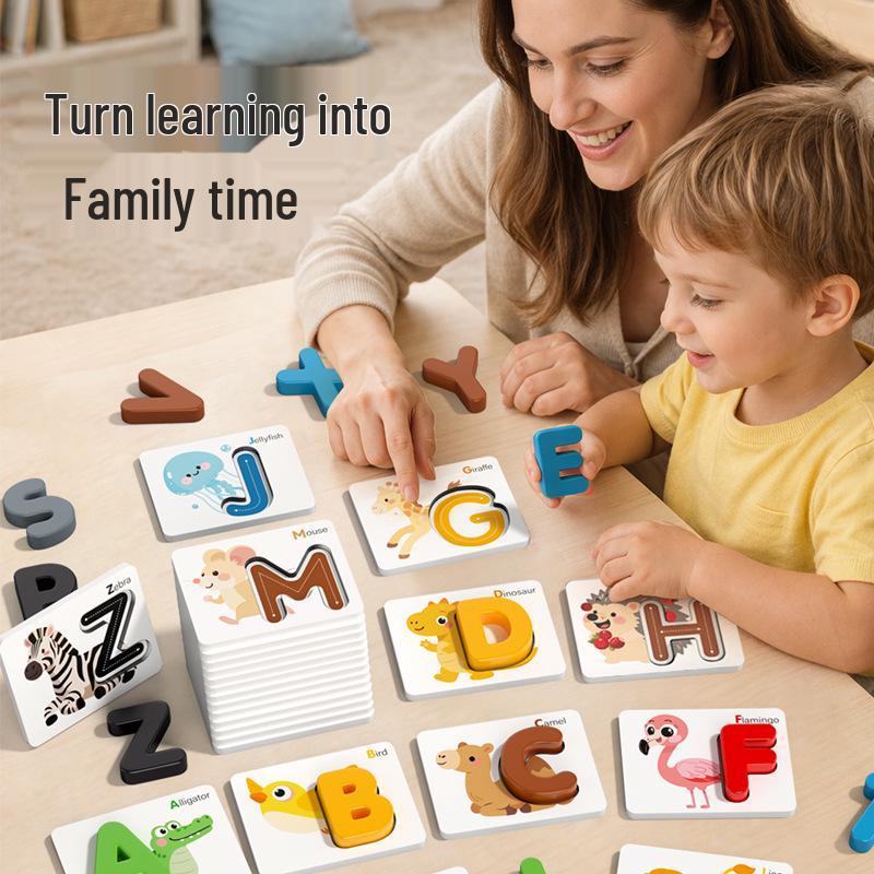 Montessori Holz Tier Buchstaben Puzzle: Lernspielzeug für das frühe Englischlernen von Kindern