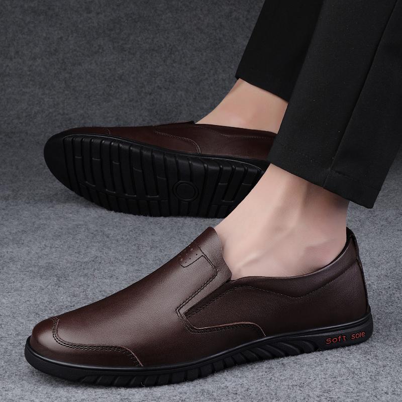 Fashion Men's Genuine Leather Loafers Non Slip Walking Flats Breathable Outdoor Slip on Casual Shoes Male Business Office Driving Shoes