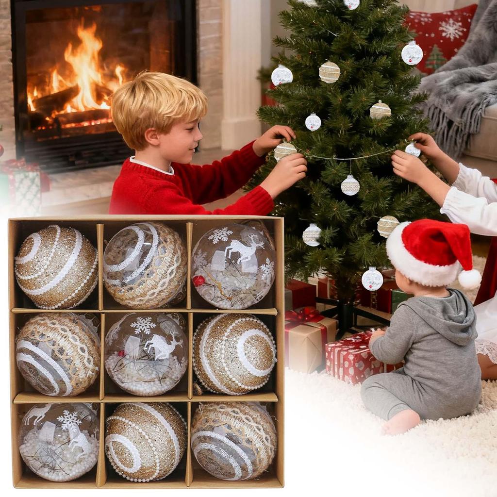 Christmas Tree Balls 9 Pieces Holiday Pendants Christmas Ornaments Set For Home School Restaurant Shopping Mall Wedding Birthday