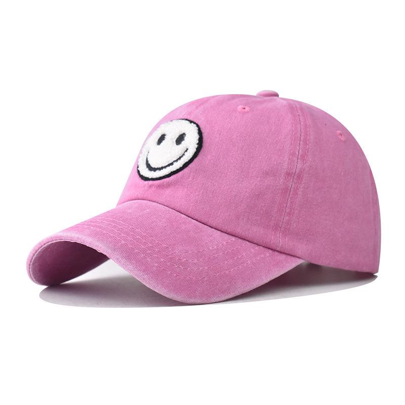 Washed and Made Old Parent-child Sticker Smiley Face Embroidered Baseball Cap Washed and Made Old Peaked Cap Classic Baseball Cap