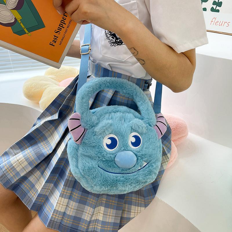 Mini Borsa a Spalla Peluche di Sulley con Design Ricamato per Uso Casual