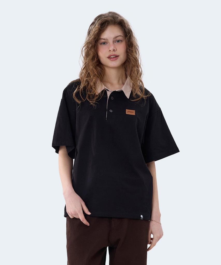 GHOST REPUBLIC Rugby Collared Short Sleeve Tee Gt-389_Black(Brown)