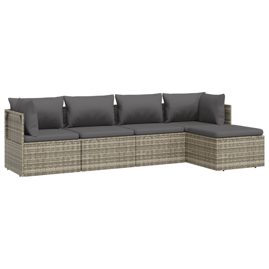 Patio Furniture Sets 5 Piece Garden Lounge Set With Cushions Grey Poly Rattan
