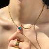 Stainless Steel Lucky Blue Evil Eye Pendant Necklace for Men Women Twisted Golden Chain Collarbone Chokers Jewelry Gift