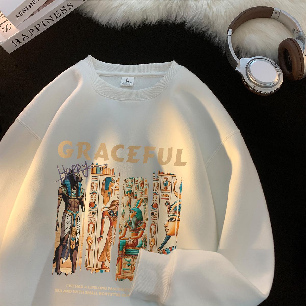 Round Neck Sweatshirt Mens Autumn and Winter Latest Style Youth Printed Comfortable Fit Large Size Tops for Men M