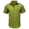 Men'S Fashion Collar Solid Color Shirt Casual Short Sleeved Top