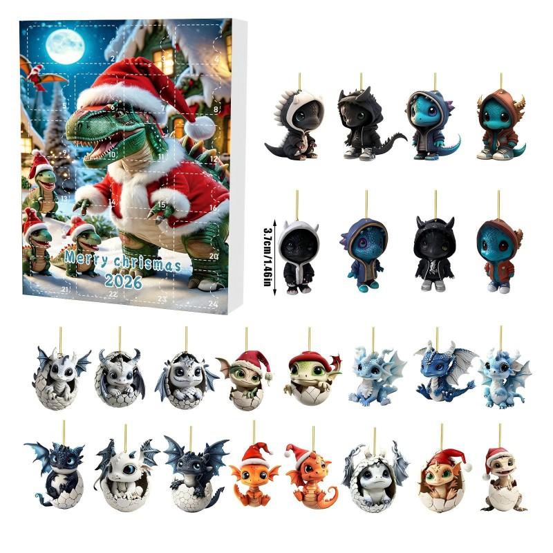 Viking Dragon Advent Calendar Blind Box Hanging Ornament 24 Unique Acrylic Decor Christmas Home Party