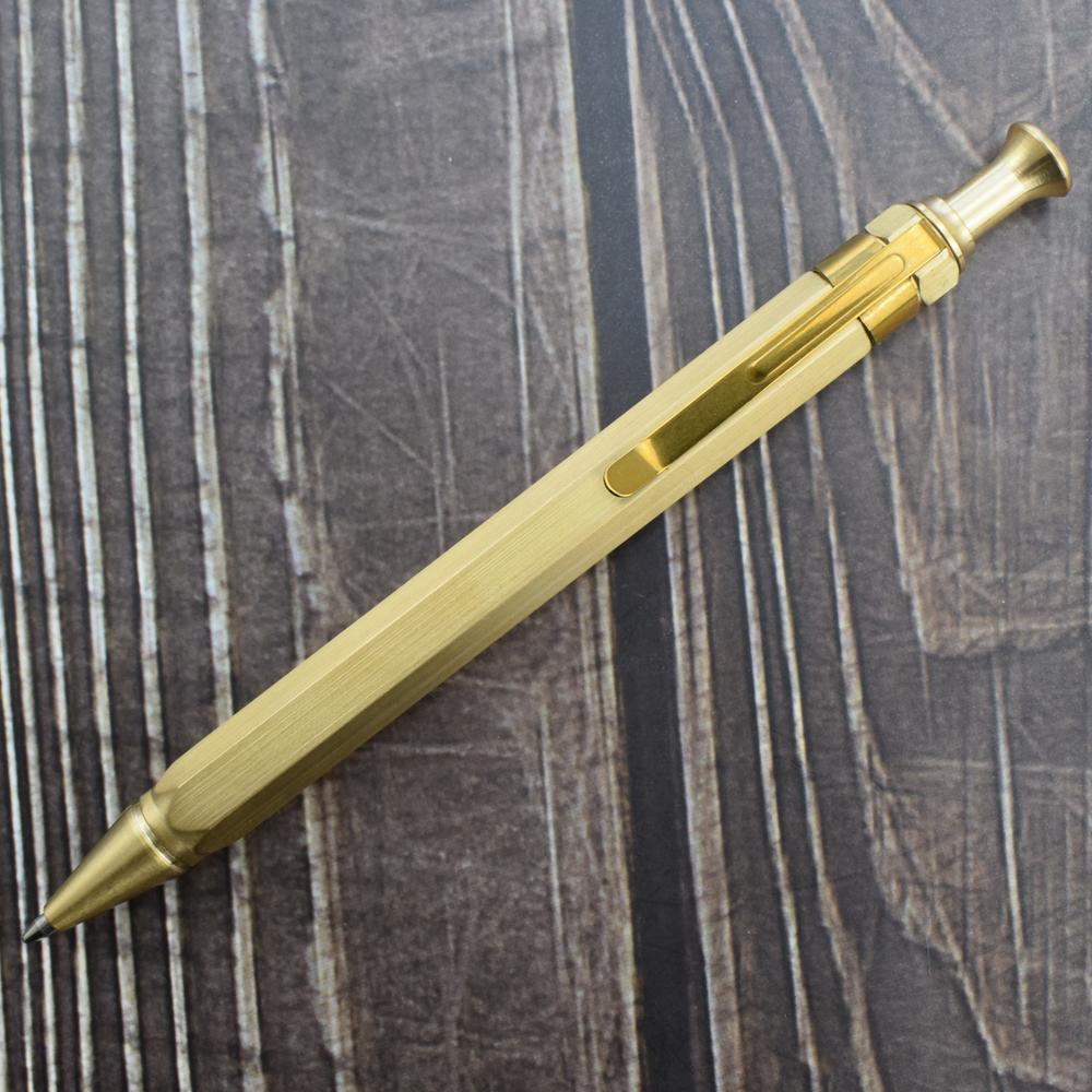 

Vintage Click Action Brass Pen Golden Hexagonal 0.7mm Black Ink Ballpoint Pen Signature Supplies School Office Supplies золотой