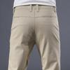 Men's Slim Fit Elastic Cotton Casual Pants - Straight Leg, Versatile Light Summer Business Trousers