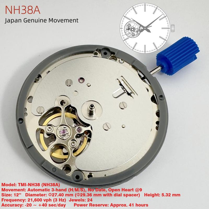 Movimento Meccanico Originale Giapponese NH38A Mod Meccanismo per Orologio Automatico 24 Rubini Alta Precisione NH38 Componenti di Ricambio Top