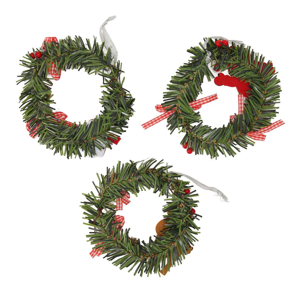 3Pcs Christmas Decorations Home Artificial Christmas Wreath Xmas Ornaments Hanging Wreath for Front Door Window Sills Shelves