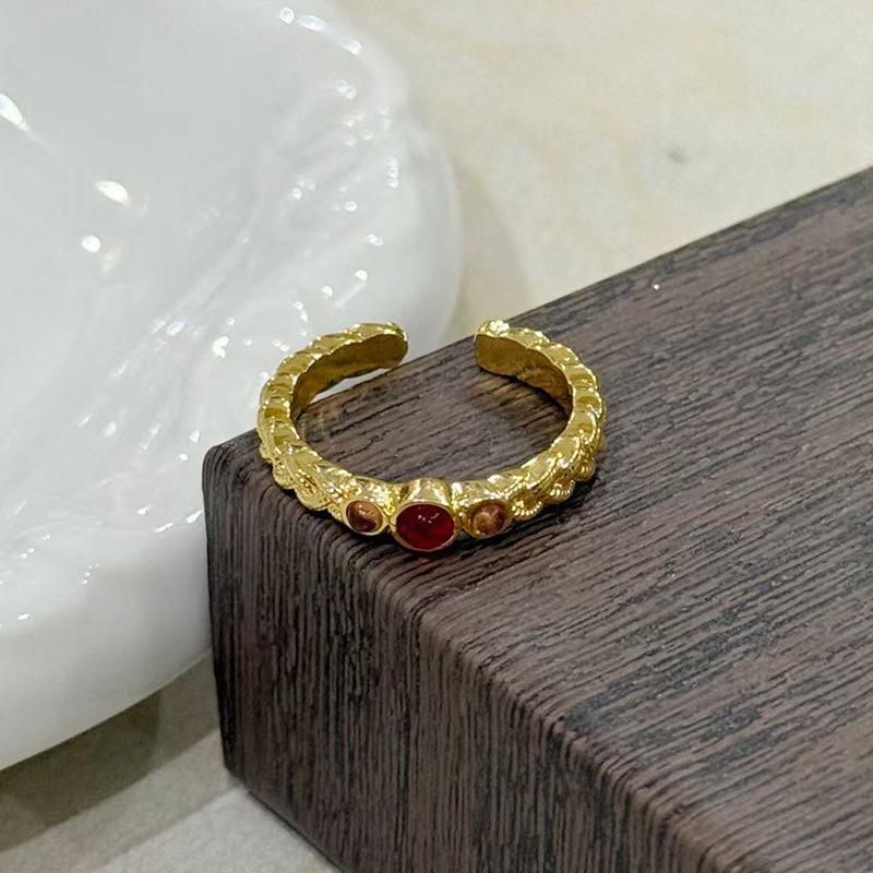 Винтажное золотое матовое средневековое открытое кольцо для женщин, элегантное, роскошное, с улучшенным ощущением, для указательного пальца. Adjustable opening