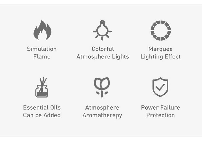 Seven-Color Simulated Flame USB Aroma Diffuser for Home and Office