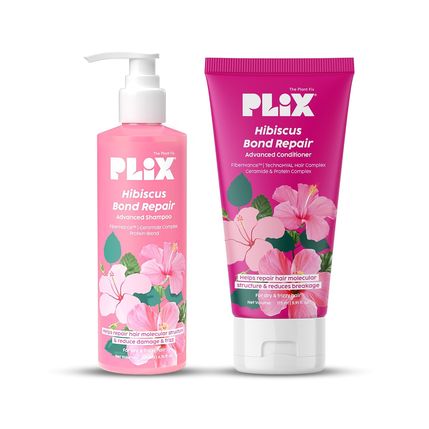 

PLIX - The Plant Fix Hibiscus Bond Repair Shampoo And Conditioner Combo For Stronger Hair Less Breakage Smooth Finish