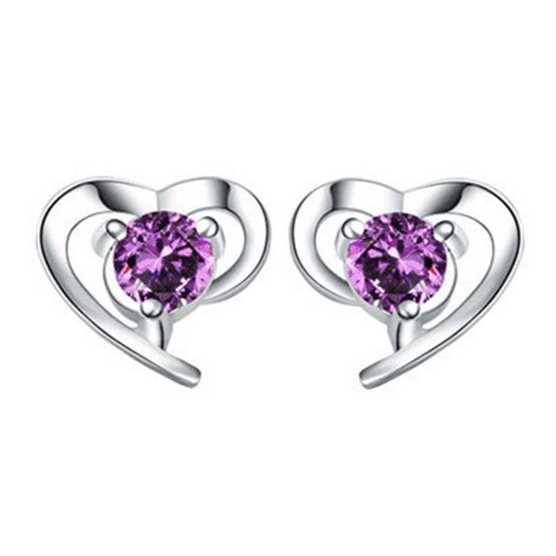 Korean Style Heart-shaped Silver-plated Earrings for Women - Fashionable European and American Jewelry
