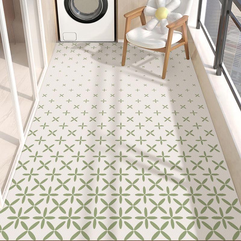 PVC Balcony Mat Geometric Print Kitchen Floor Mats Waterproof Non-slip Rug Leather Soft Wear-resistant Carpet Home Decor