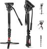 Neewer GM76 Professional Camera Monopod with 179cm Telescopic Portable Aluminum Travel Monopod with Pan and Fluid Head and Detachable Tripod Base for