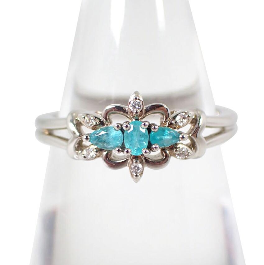 

[Used] Pt900 Paraiba Tourmaline/Diamond Ring/No. 11/g495-25