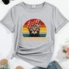 Camiseta de mujer con estampado de el mejor gato mamá de todos los tiempos ropa de calle informal con cuello redondo camisetas