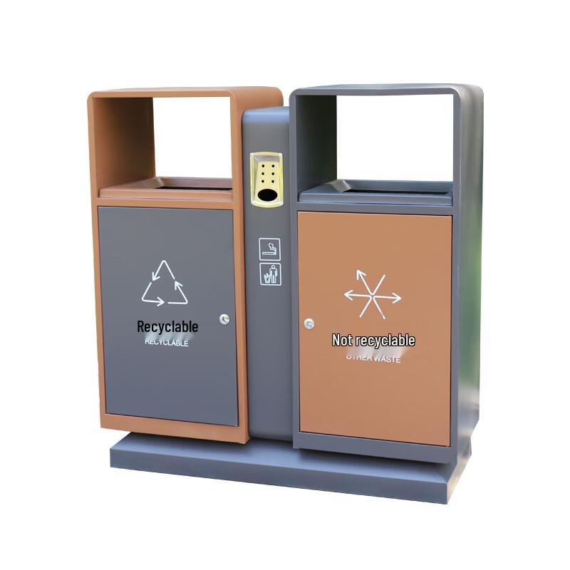 Zhuang Taitai Outdoor Stainless Steel Classified Double Trash Can