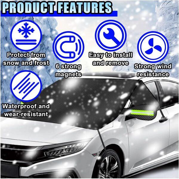 Car Windshield Ice Snow Cover with Magnetic Edges, Heavy Duty Oxford Fabric Windscreen Pro