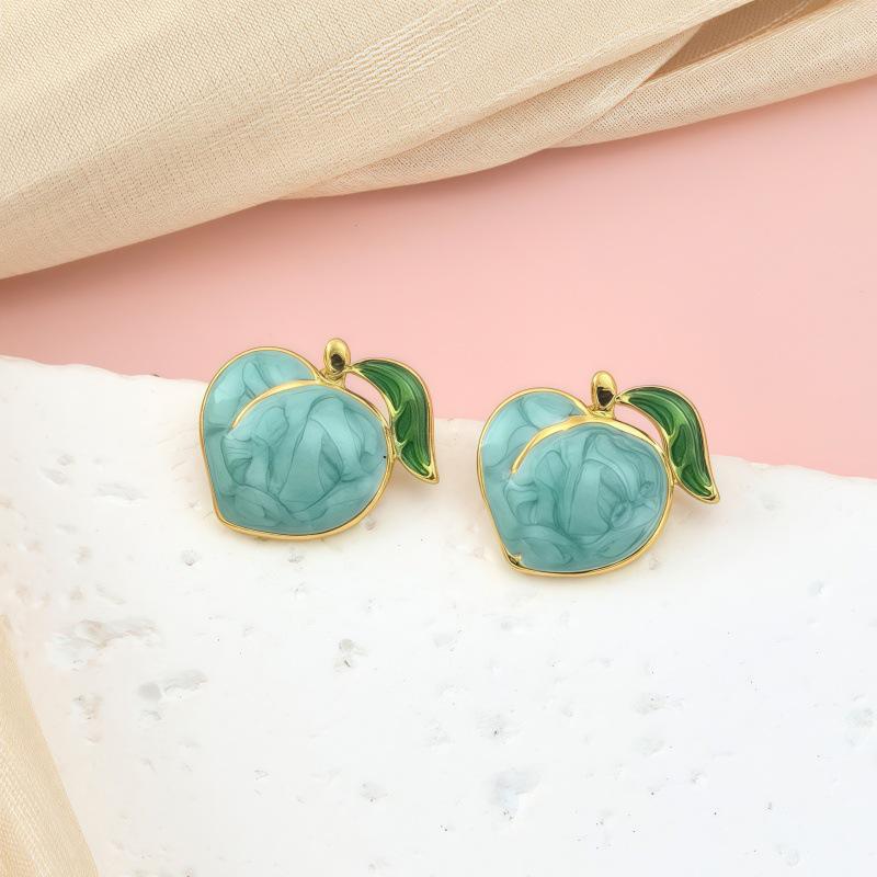 

3D Fruit Drip Glaze Peach Stud Earrings - Sweet & Versatile Fashion Stainless Steel Ear Ornaments