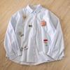 Spring 2026 Slimming Striped Children's Literary Style Women's Embroidered Long Sleeve Shirt