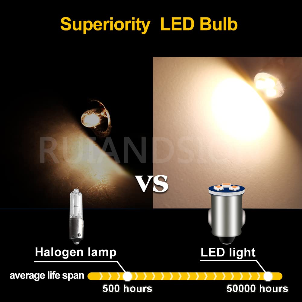 [Set of 10] Ruiandsion 3898 BA7S LED Bulb DC12V Only