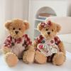 A Pair 26cm Cute Couple Teddy Bear with Cloth Plush Toys Stuffed Dolls Toy Kids Baby Girls Children Girl Birthday Christmas Gift