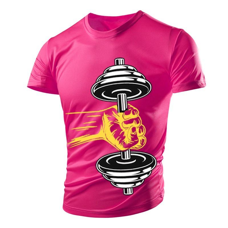 Dumbbell Graphic T-Shirt For Men Gym 3D Printed T Shirts Summer Casual Breathable Sports Round Neck Quick Dry Short Sleeves Tees