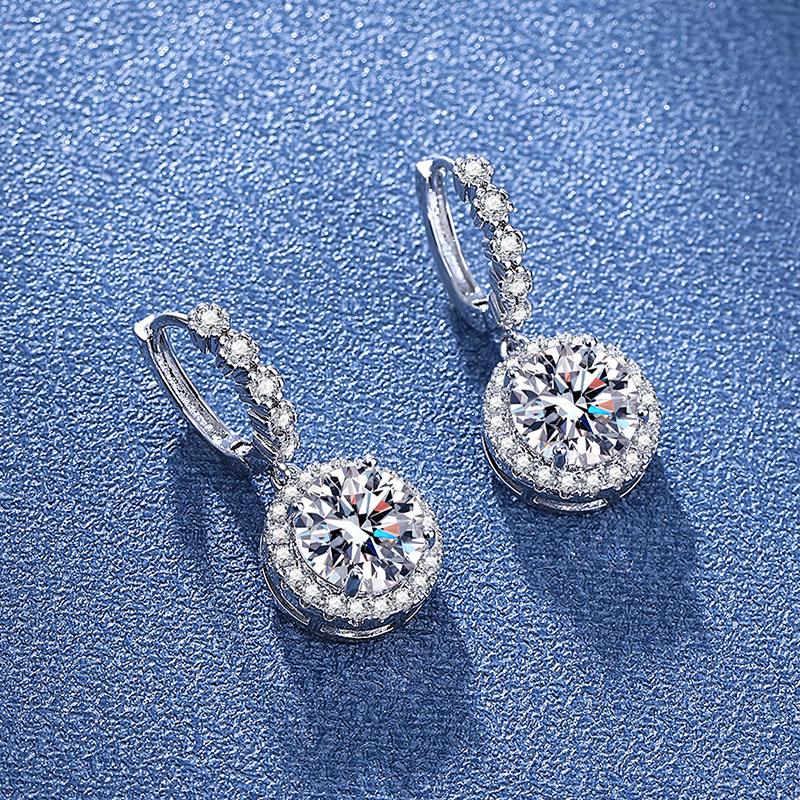 Bright 3 Carat Round Cut Luxury Dangle Earrings - Elegant High-End Jewelry Accessories