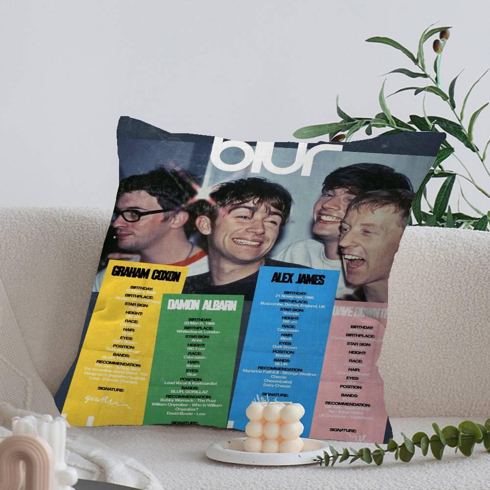 BBlur Rock Roll Band Pillow Covers Cartoon Sofa Decorative Home Doublesided Printing Short Plush Cute Cushion Cover 30x30 cm