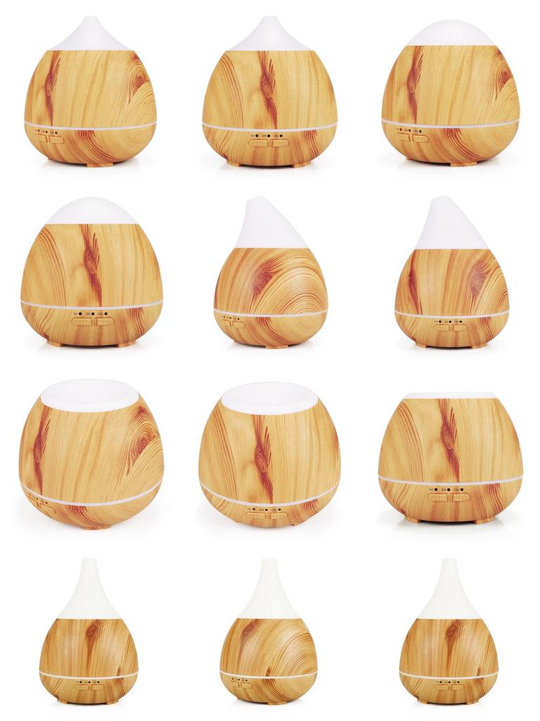 Wood Grain Aroma Diffuser with Seven-Color LED Humidifier