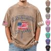 Herren lockeres und lässiges T-Shirt mit Flaggen-Buchstaben-Print - Trendiges gewaschenes kurzärmeliges Oberteil für Herren