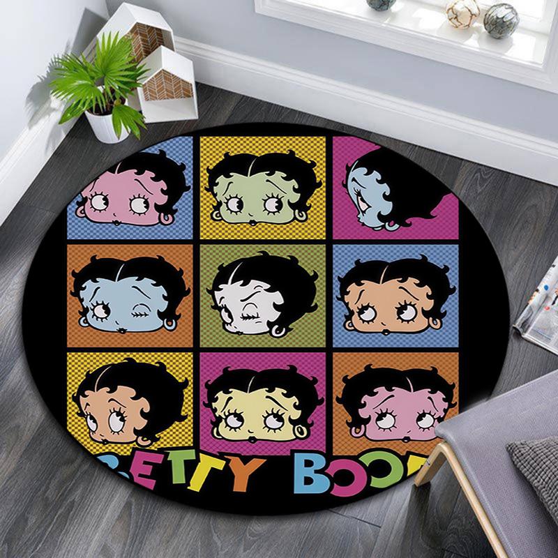 Betty Boop Round Area Rug,Carpet Rug for Living Room Bedroom Sofa Playroom Decor,Non-slip Floor Mat