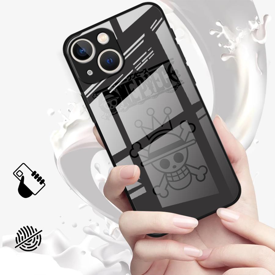 Anime OneS P-ieceS Logo Glass Phone Cover Case for iPhone 17 Pro Max 11 XR 12 15 Plus 8 16 13 Air 14