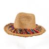 Chapeaux de plage pour femme Tassel de couleur Été Paille Extérieur Chapeaux de soleil pour femme Chapeau Chapeau d'été