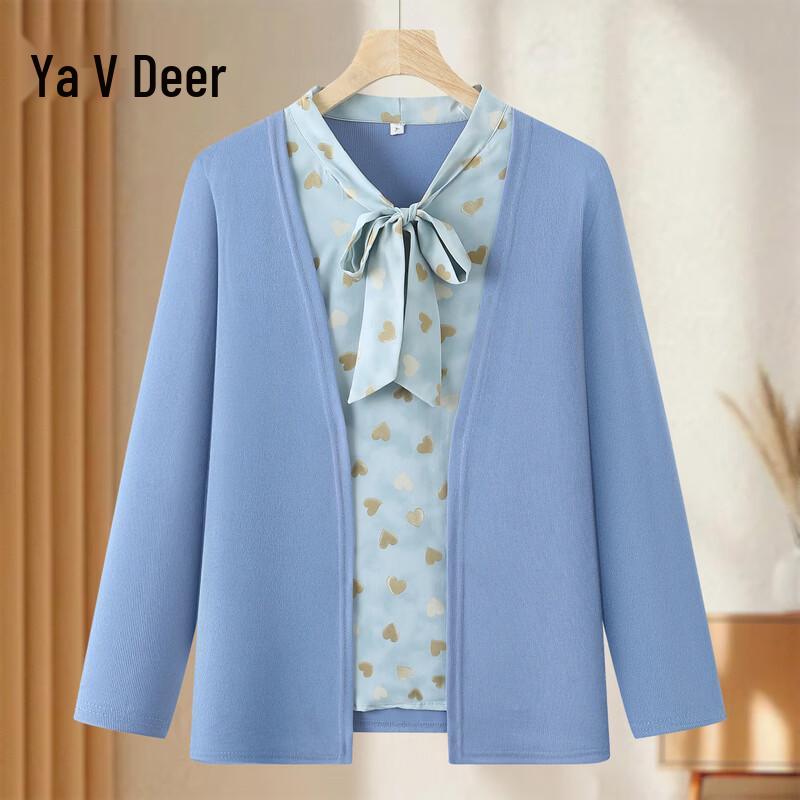 Yalu Women s Casual Faux Two-Piece Long Sleeve Blouse 2XL